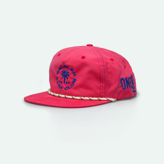 Salalah Surf Club pink grandad hat with circular logo, Gulf culture cap by One8