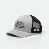 كفو Kafoo One8 Hat :  trucker cap with bold Arabic lettering, symbolizing Gulf pride and respect