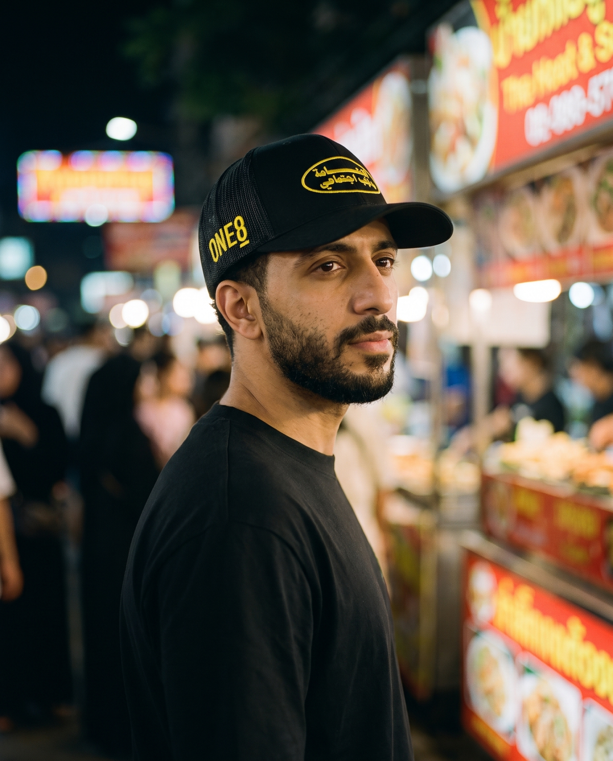 Smile Black trucker side profile - on model