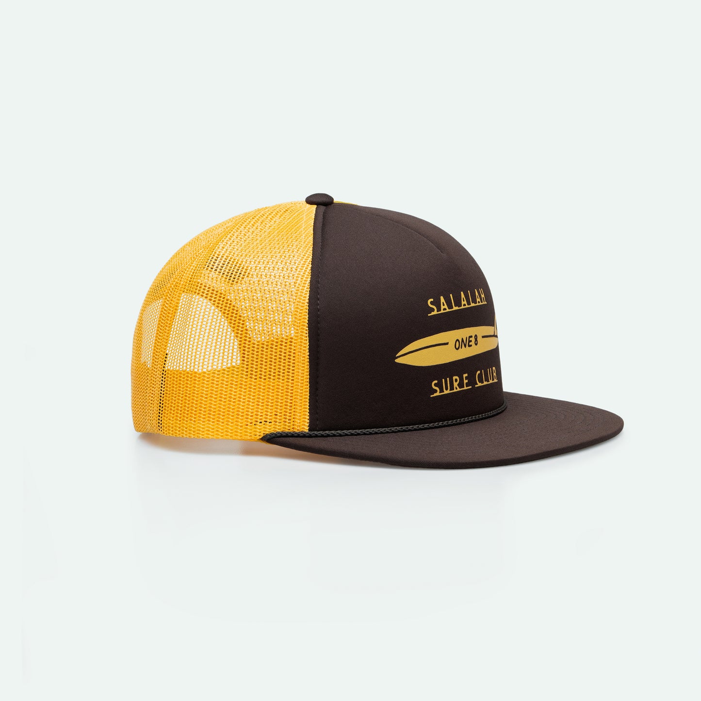 Salalah Surf Club surf board foam trucker hat, Gulf surf culture cap by One8