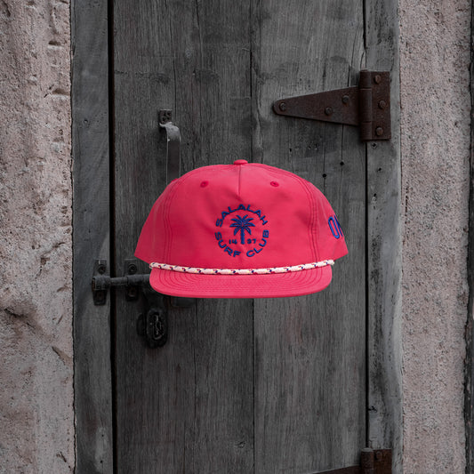 Salalah Surf Club pink grandad hat with circular logo, Gulf culture cap by One8