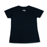 Ayal Zayed T-Shirt : black ladies T-shirt with bold Arabic calligraphy عيال زايد celebrating the UAE