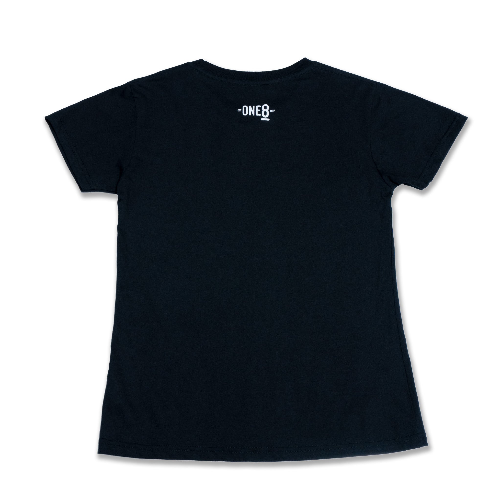Ayal Zayed T-Shirt : black ladies T-shirt with bold Arabic calligraphy عيال زايد celebrating the UAE