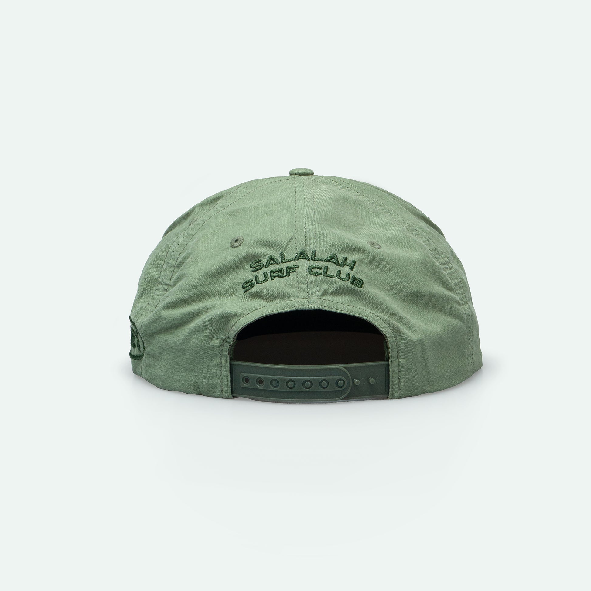 Salalah Surf Club palm grandad hat in olive with flat palm logo, Omani culture cap by One8