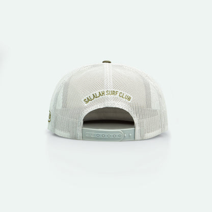 Vintage Salalah Surf Club foam trucker hat with retro coastal graphic, Gulf cap by One8