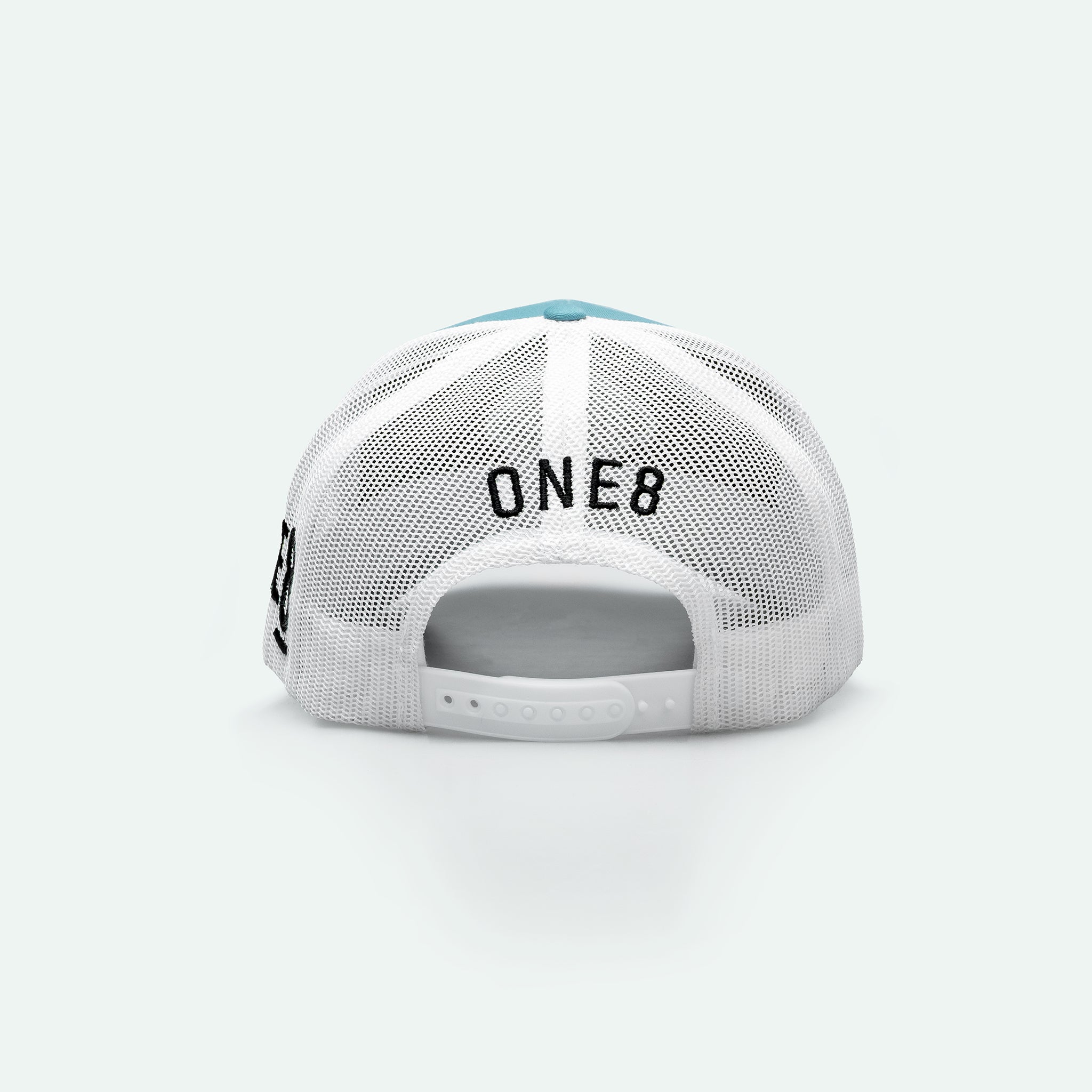 One8 Skate Logo Curved Brim Meshback Trucker Hat - One8 - Vintage Arabian Streetwear