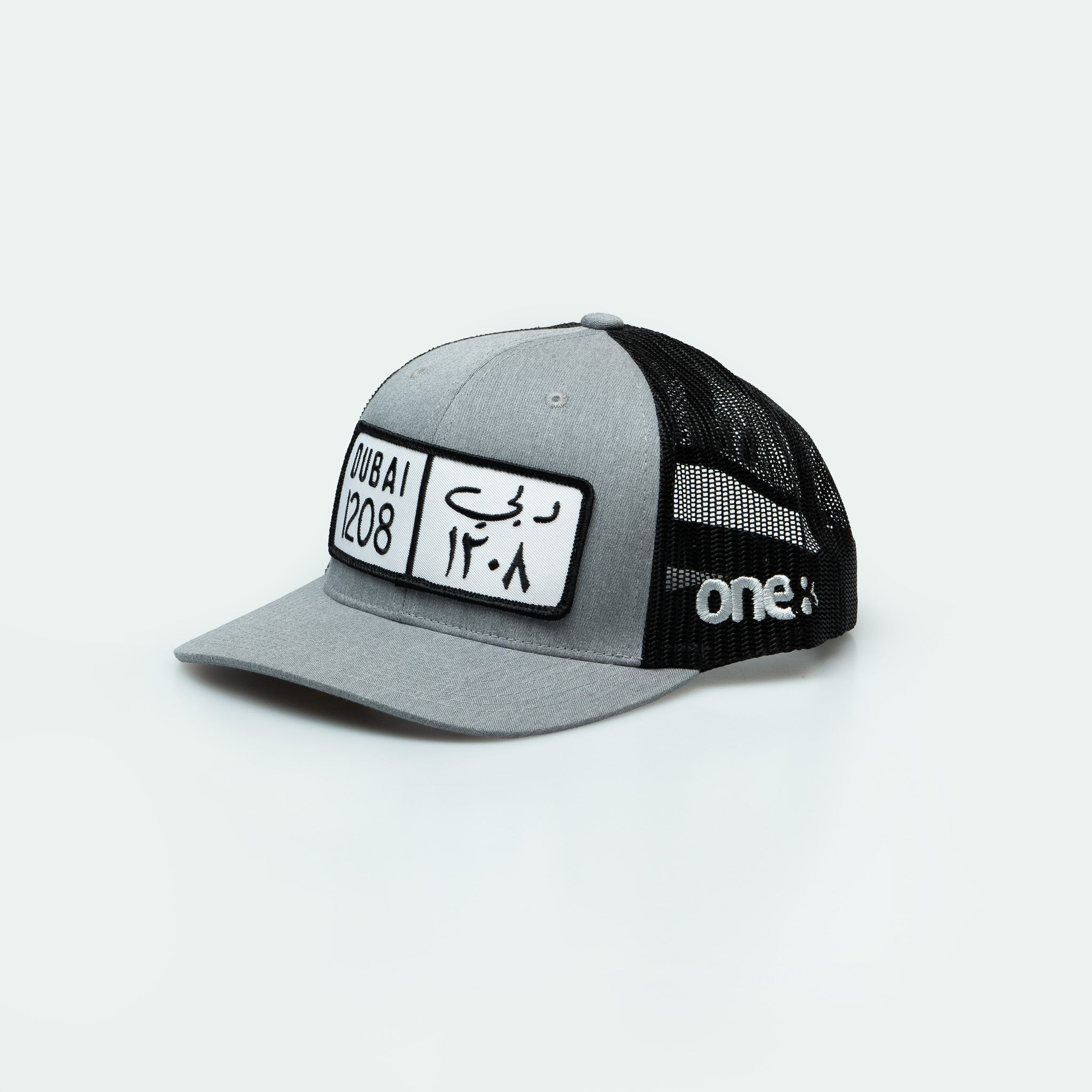 كاب دبي Dubai License Plate Curved Brim Meshback Trucker Hat - One8 Hat- Arabic pop culture