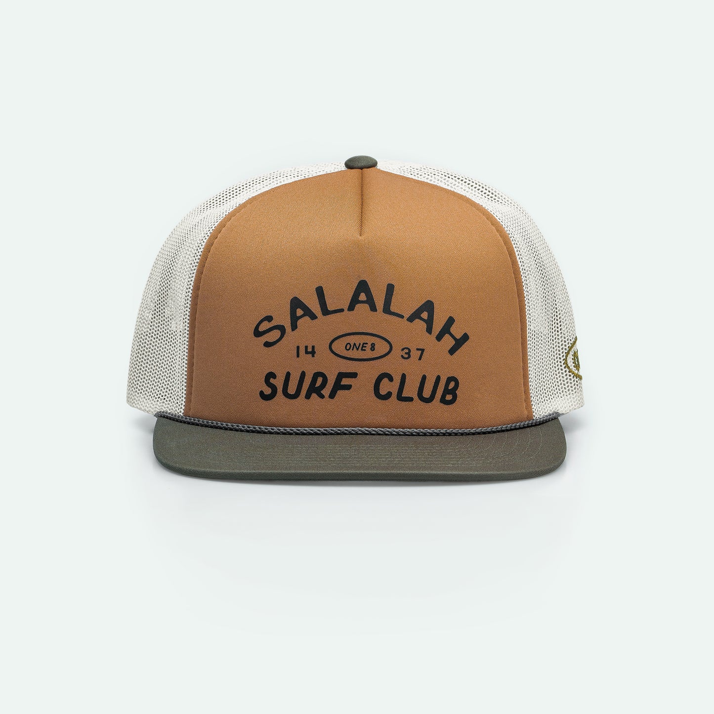 Vintage Salalah Surf Club foam trucker hat with retro coastal graphic, Gulf cap by One8