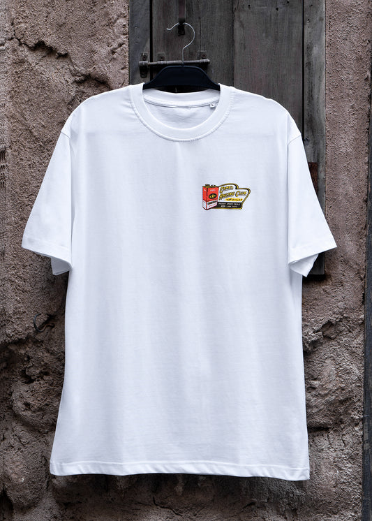 Vintage Fuel Can Camel Racing Club tee with pit crew graphic, Gulf desert streetwear by One8