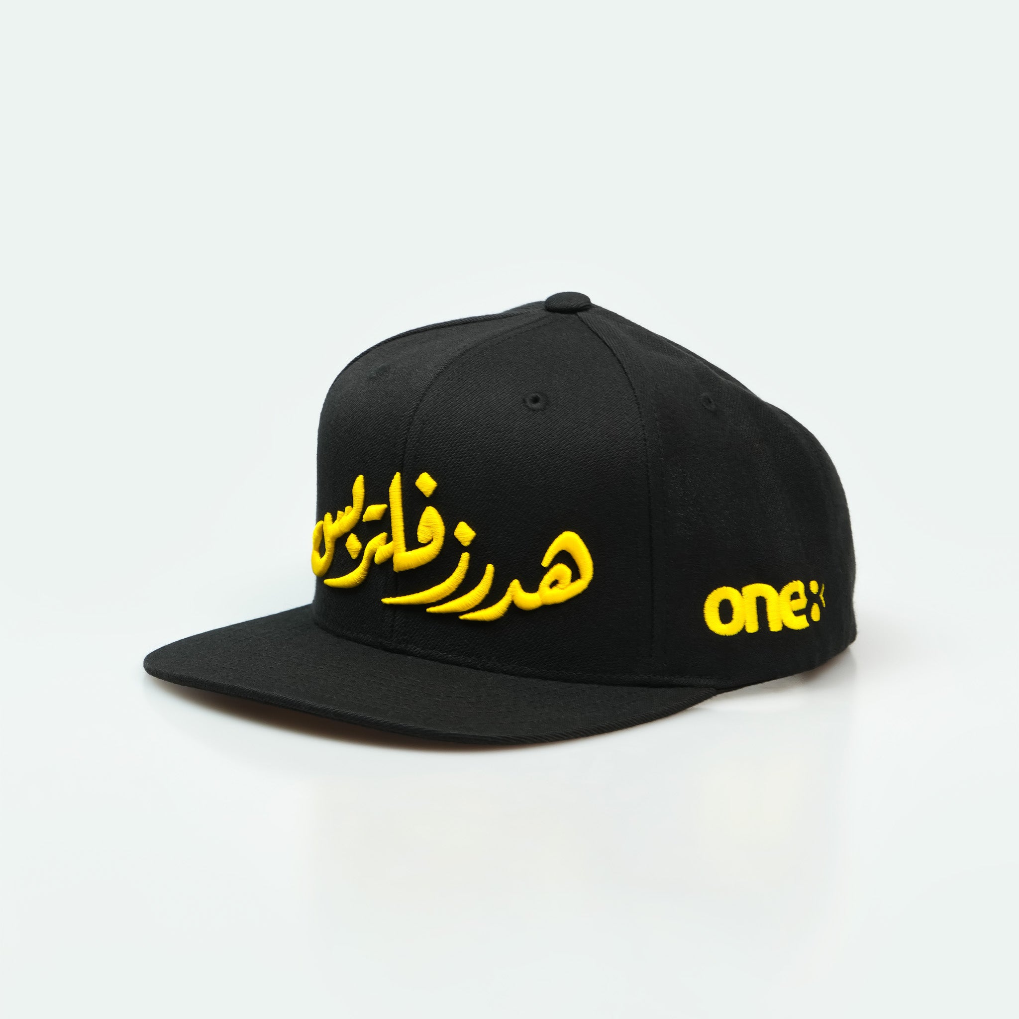 هدرز فلتر بس Emirati Street Racing Hat: Black trucker cap with bold Arabic text car culture One8 Hat