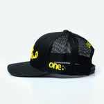 هدرز فلتر بس Street Racing Hat – Black trucker cap with bold Arabic text,  UAE car culture One8 Hat