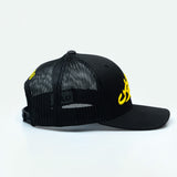 هدرز فلتر بس Street Racing Hat – Black trucker cap with bold Arabic text,  UAE car culture One8 Hat