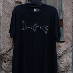 Houbara in Flight Black T-shirt - featuring a حبارى (houbara bustard)  designed by Khalid Al Astad 