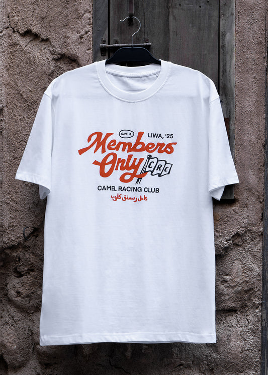 Members Only Camel Racing Club tee with Gulf desert graphic by One8
