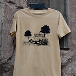 FJ45 Pickup T-Shirt – Beige T-shirt with a detailed شاص classic Landcruiser pickup design Tee One8