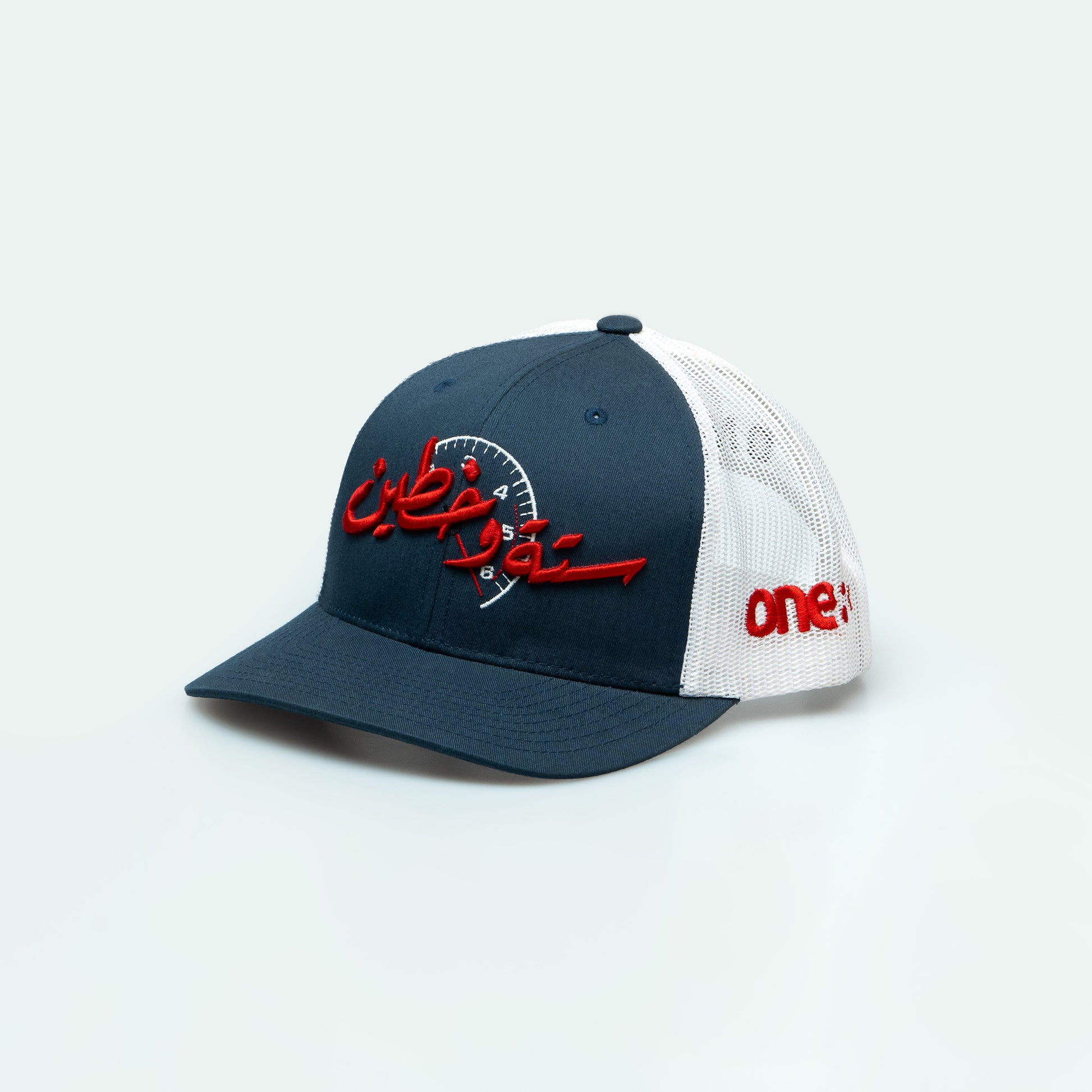 كاب ستة و خطين – UAE Street racing cap with Arabic calligraphy, curved brim One8 hat