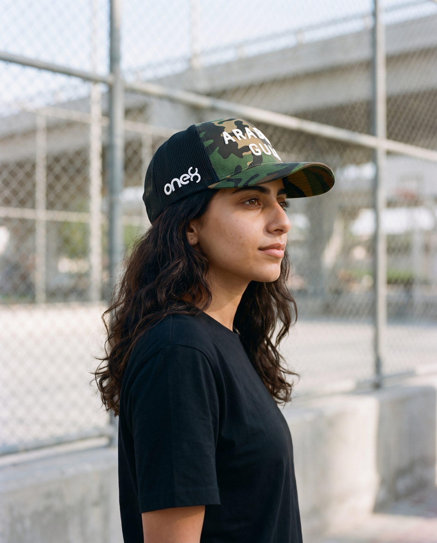 Arabian Gulf camo trucker side profile - on model
