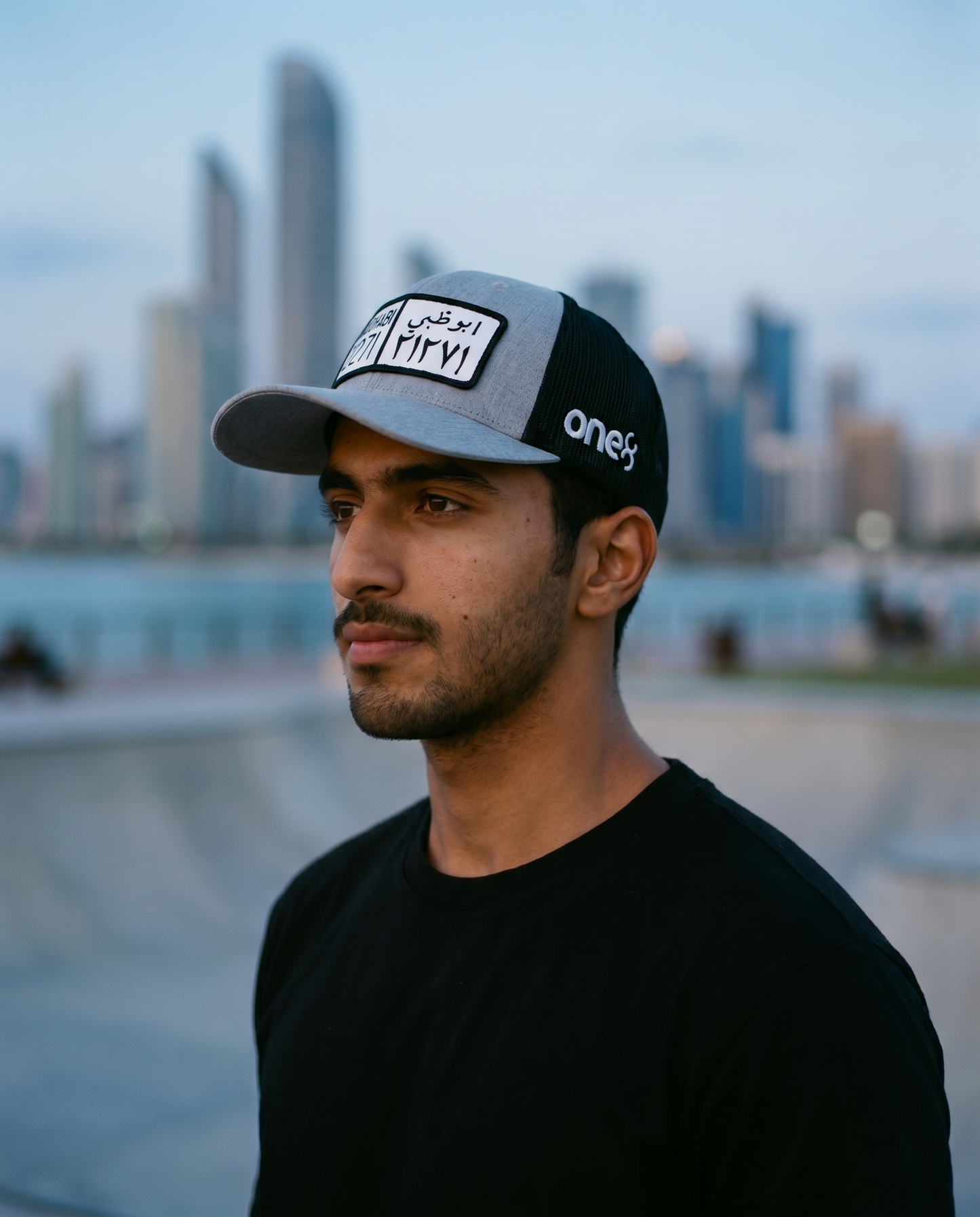 AD Plate trucker hat side profile - on model