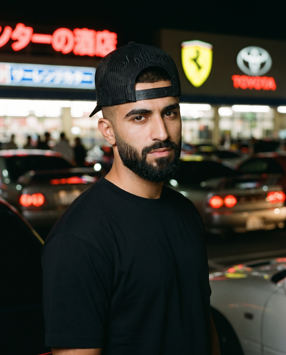 WASTA 2.0 black trucker worn backwards - on model
