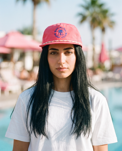 Salalah Surf Club Pink Grandad worn frontwards - on model
