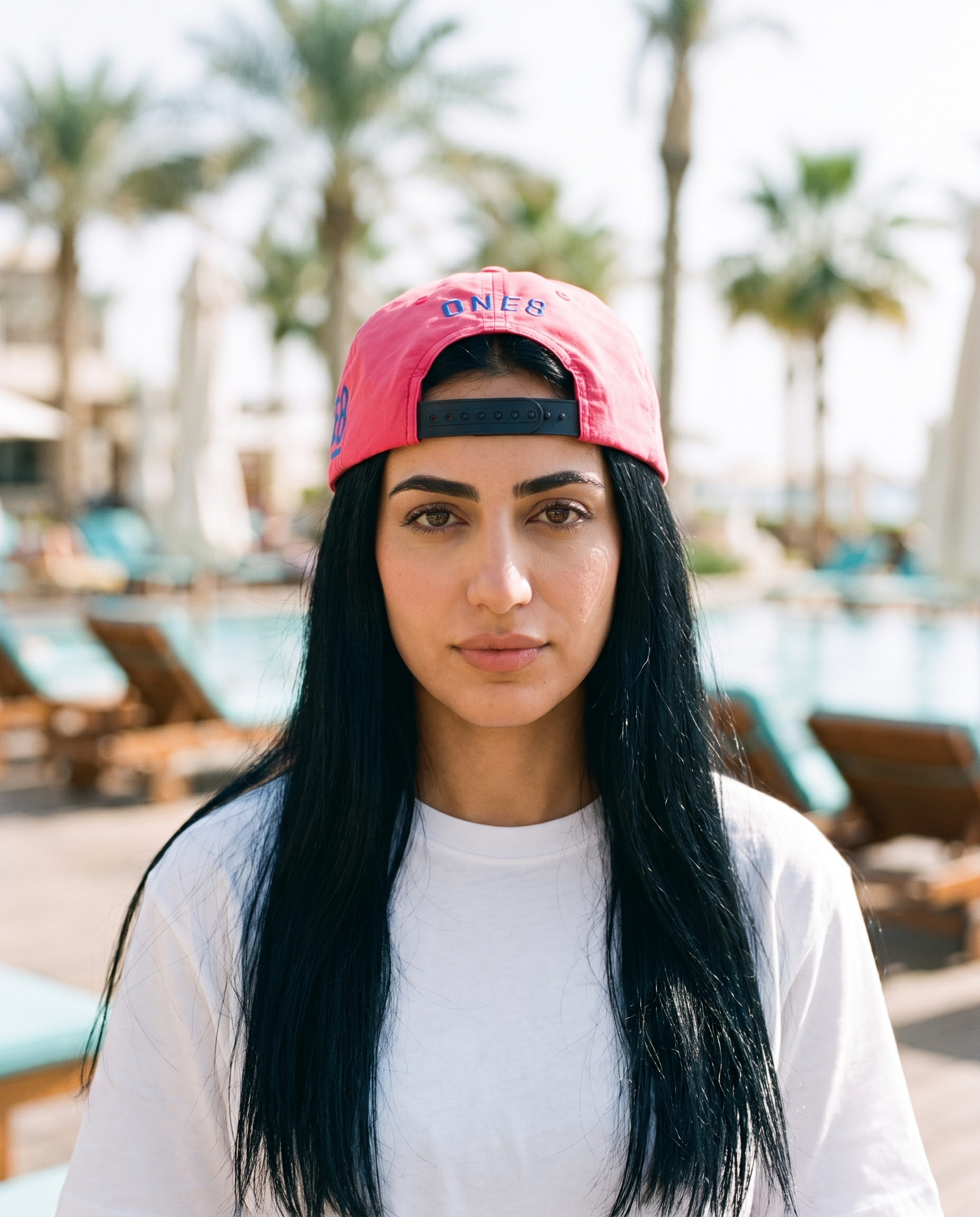 Salalah Surf Club Pink Grandad worn backwards - on model
