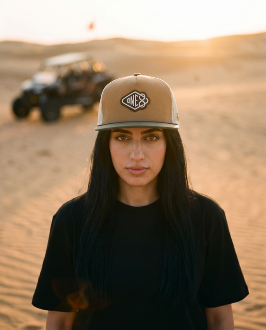 One8 Golden Sands foam trucker worn frontwards - on model