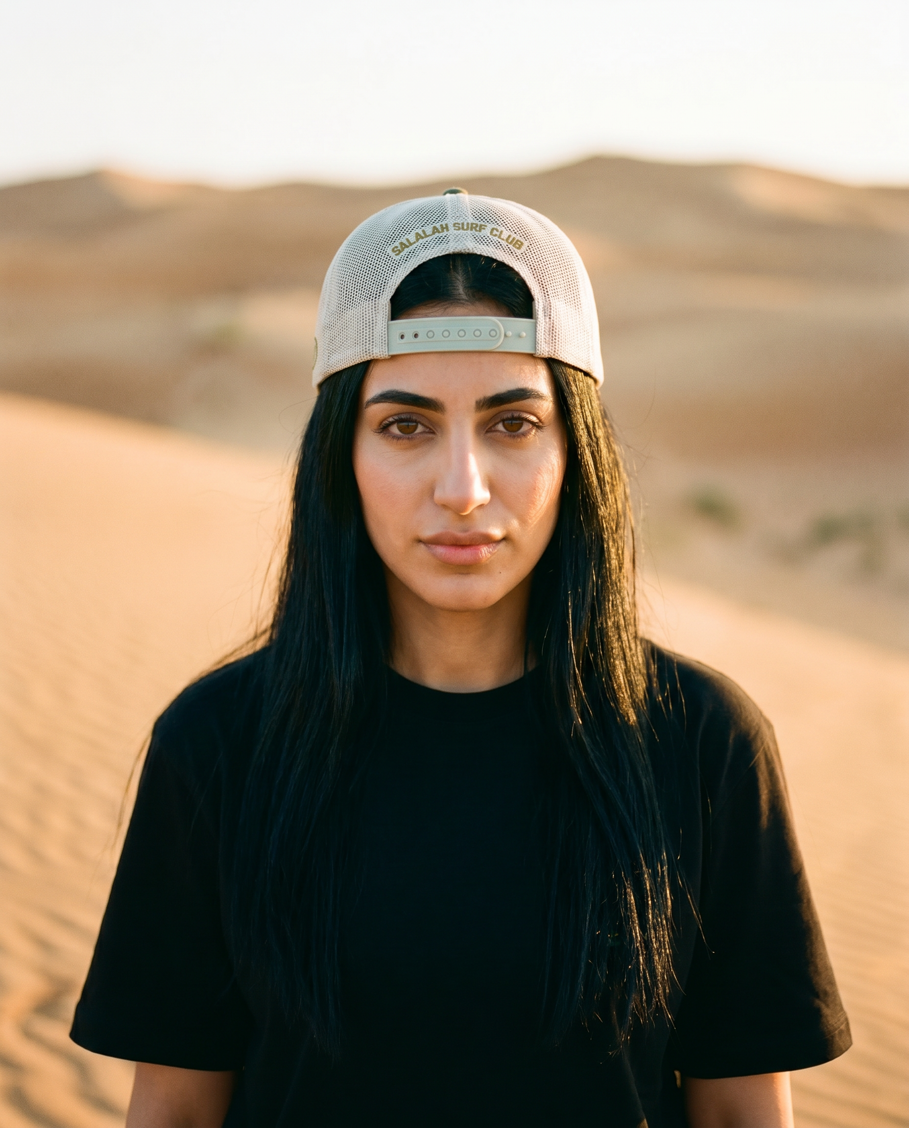 One8 Golden Sands foam trucker worn backwards - on model