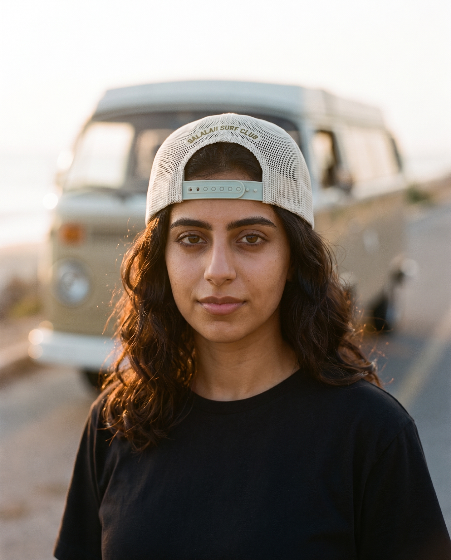 Vintage Salalah Surf Club foam trucker worn backwards - on model